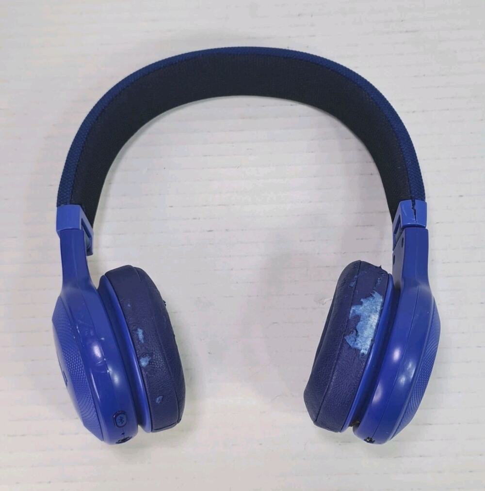 JBL E45BT Blue Wireless Bluetooth On-Ear Headphones Tested Working Pads Peeling